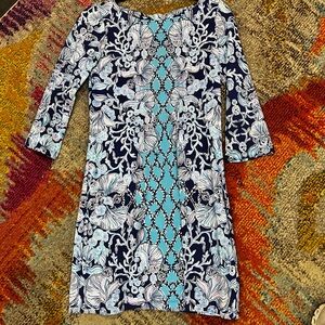 Lilly Pulitzer Navy and Aqua Floral Dress